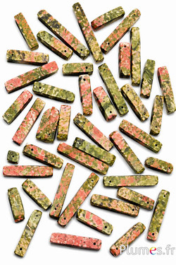 Unakit-Stabperlen - 12-24 x 5 mm - khaki-altrosa